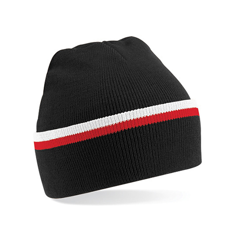 Black/Classic Red/White - Kontrastowa czapka zimowa
