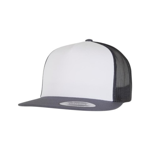 granatowo-biało-ciemno granatowa czapka trucker flexfit z haftem