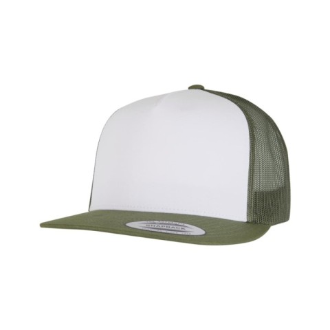 oliwkowa-biała-loden czapka trucker flexfit z haftem