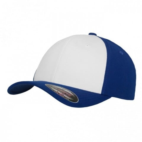 niebiesko-biała czapka performance flexfit