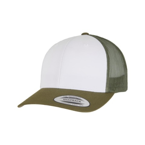 mossgreen white olive retro trucker flexfit