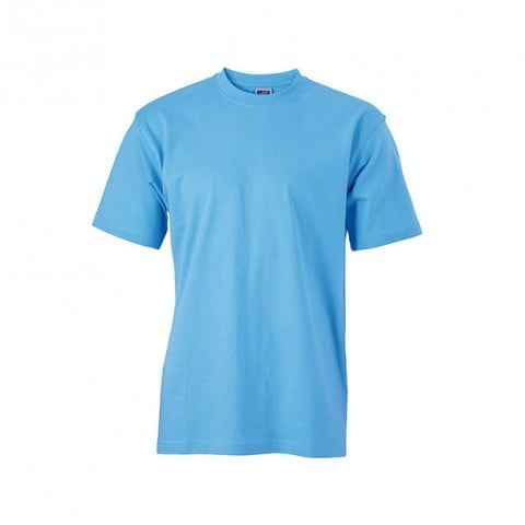 Niebieska męska koszula z własnym drukiem firmowym Rount t-medium James & Nicholson JN001