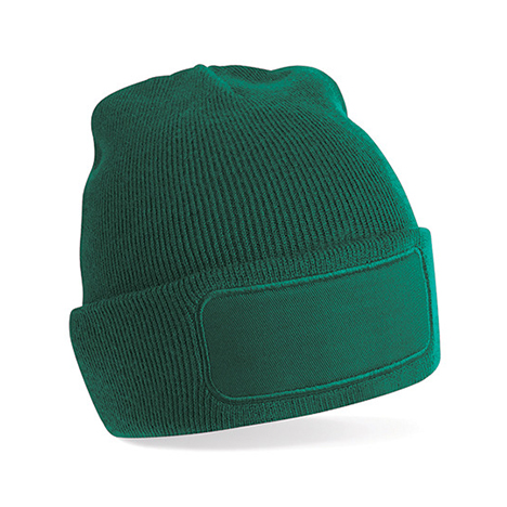 Bottle Green - Czapka dzianinowa beanie z łatką