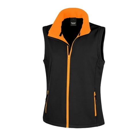 Black/Orange - Damska kamizelka softshell Printable