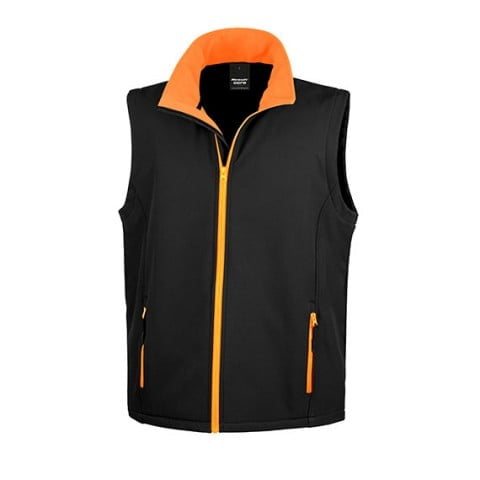 Black/Orange - Herren Softshell Bodywarmer Printable