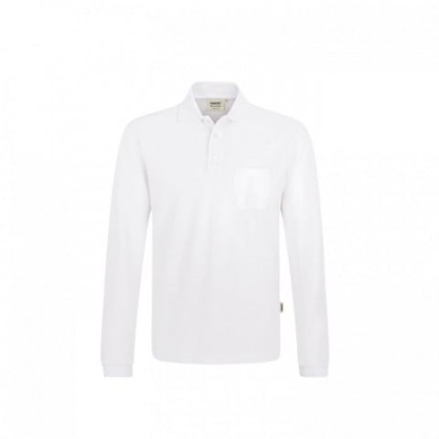 White - Koszulka polo z długim rękawem i kieszonką na piersi Top 809