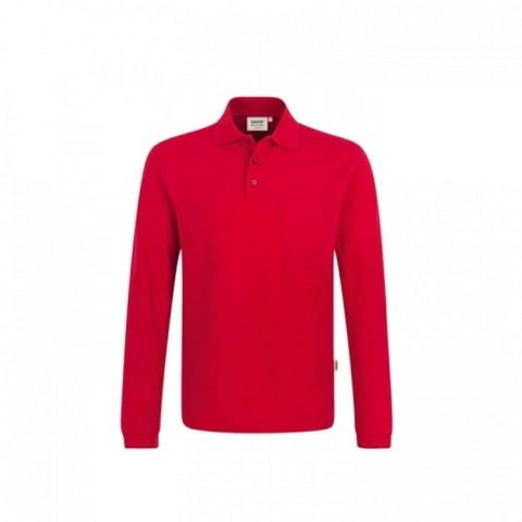 Red - Koszulka polo z długim rękawem i kieszonką na piersi Top 809