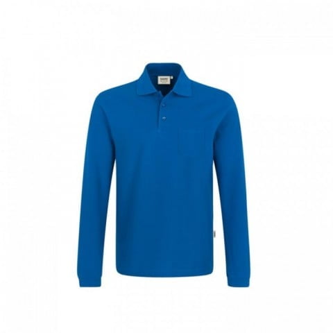 Royal Blue - Koszulka polo z długim rękawem i kieszonką na piersi Top 809