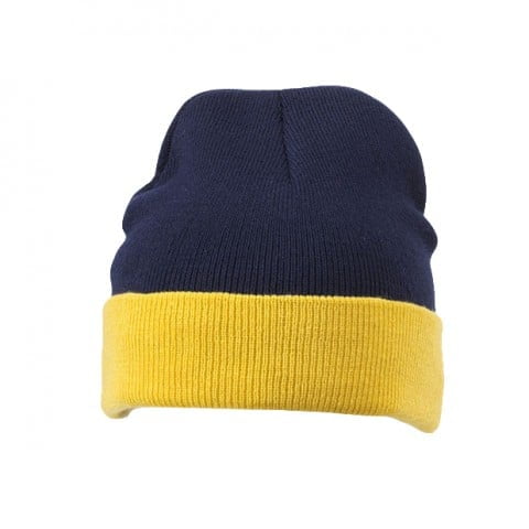 Navy/Gold Yellow - Czapka zimowa Knitted