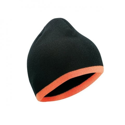 Black/Orange - Czapka zimowa z kontrastowym wykończeniem