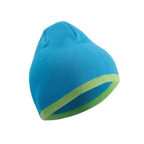 Turquoise/Lime Green - Czapka zimowa z kontrastowym wykończeniem