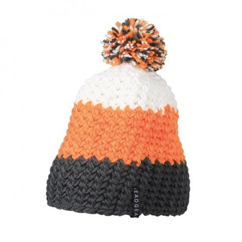 Carbon/Orange/White - Czapka zimowa Crocheted