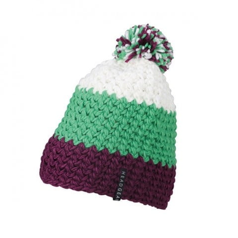 Purple/Lime Green/White - Czapka zimowa Crocheted