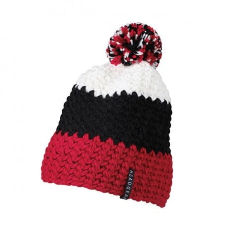 Red/Black/White - Czapka zimowa Crocheted