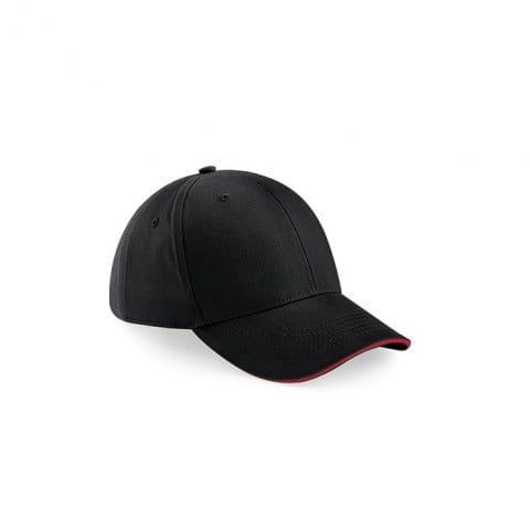 czarno-czerwona 6-panelowa czapka beechfield