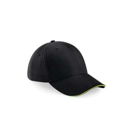 czarno-zielona 6-panelowa czapka beechfield