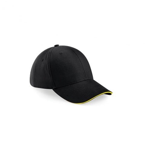 czarno-żółta 6-panelowa czapka beechfield