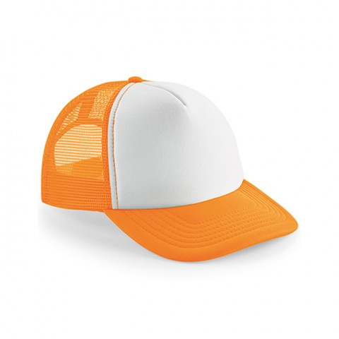 Fluorescent Orange/White - Czapka Trucker Snapback Vintage