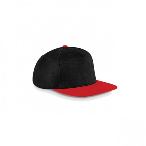 schwarz-rot snapback beechfield bestickt