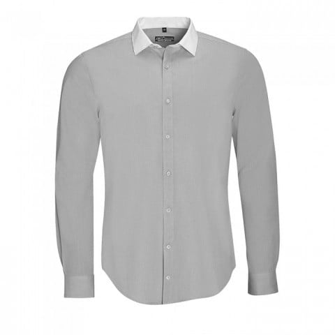 Pearl Grey - Herren Hemd mit kontrast Kragen Bellmont