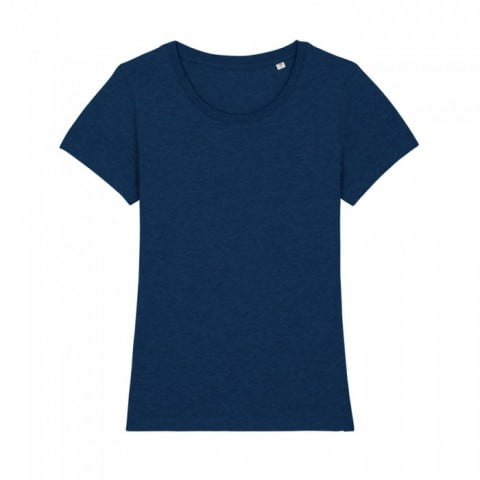 Granatowy melanżowy damski t-shirt organic z haftowanym logo firmy Stella Expresser RAVEN