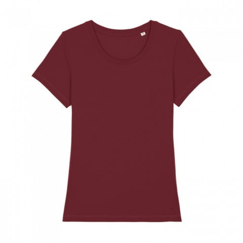 Bordowy damski t-shirt organic z haftowanym logo firmy Stella Expresser RAVEN