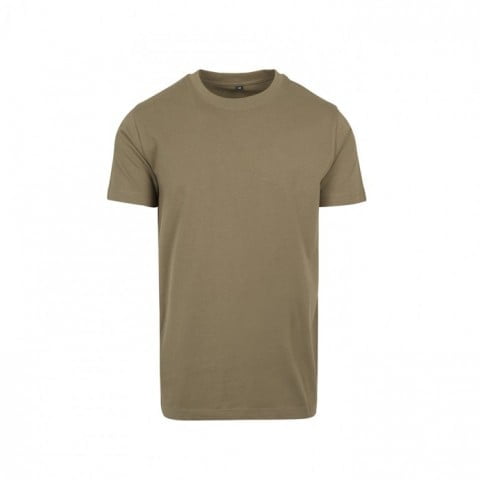 Męska khaki koszulka z własnym drukiem firmy Build Your Brand Round Neck BY004