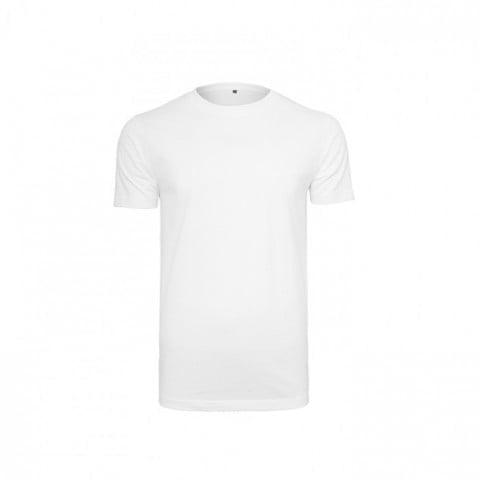Męska biała koszulka z własnym drukiem firmy Build Your Brand Round Neck BY004