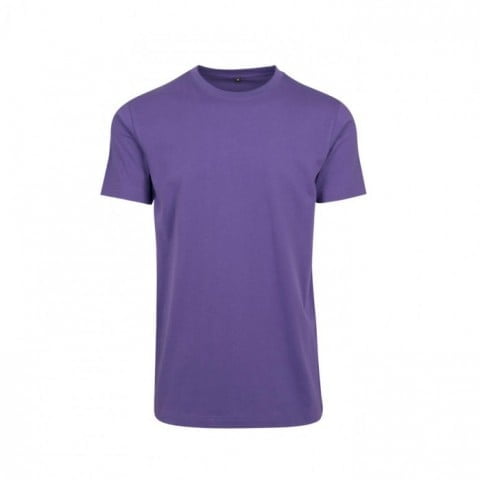 Męska fioletowa koszulka z własnym drukiem firmy Build Your Brand Round Neck BY004