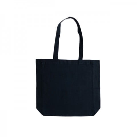 Deep Blue - Cotton bag with sidefold, long handles