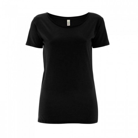Czarny t-shirt damski z okrągłym dekoltem z własnym nadrukiem Continental EP09