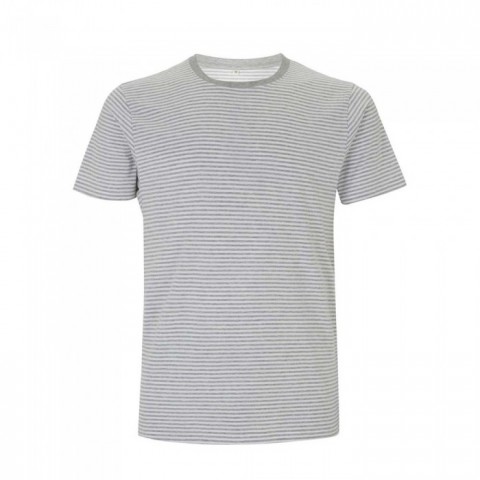 Organiczna koszulka z własnym haftem lub nadrukiem firmowym - t-shirt unisex szary w paski EP100