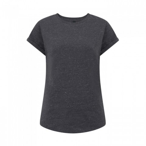 Czarna melanżowa koszulka damska z bawełny z własnym haftowanym logo Continental EP16