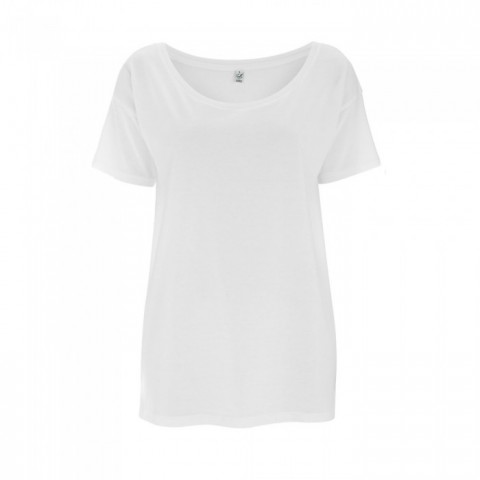 WH - White - Damski Tencel Blend Oversized T-shirt EP46