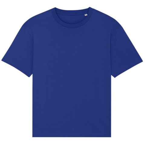 Niebieski t-shirt unisex z bawełny organicznej z logo firmy Fuser Stanley Stella