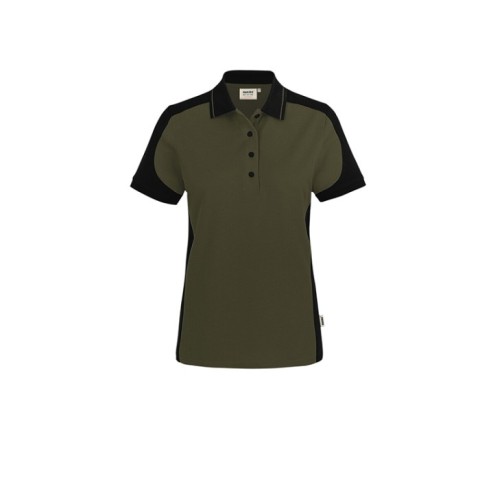 Oliwkowa Damska koszulka polo kontrastowa MIKRALINAR® ECO 339