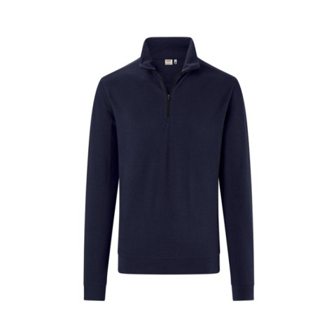 Granatowa Koszulka unisex rozpinana z długim rękawem Piqué MIKRALINAR® ECO 535