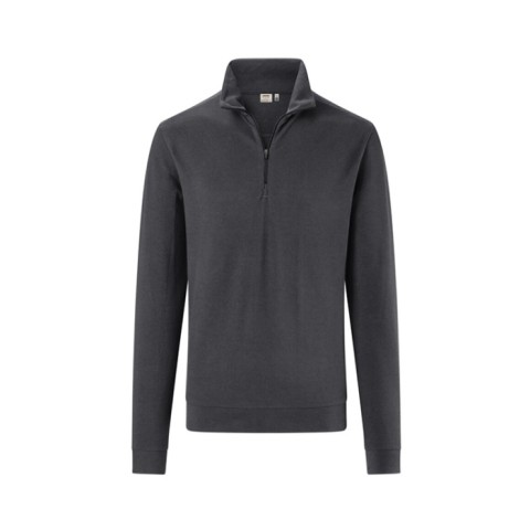 Ciemnoszara Koszulka unisex rozpinana z długim rękawem Piqué MIKRALINAR® ECO 535