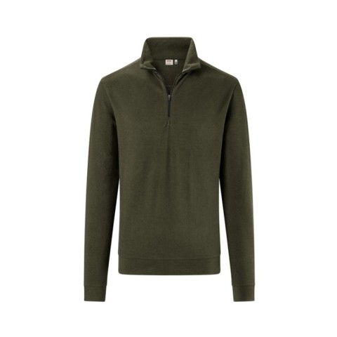 Oliwkowa Koszulka unisex rozpinana z długim rękawem Piqué MIKRALINAR® ECO 535