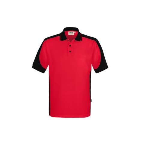Czerwona Koszulka polo unisex kontrastowa MIKRALINAR® ECO 539