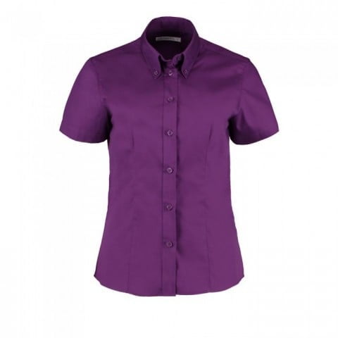 Dark Purple - Damska taliowana bluzka Fit Corporate