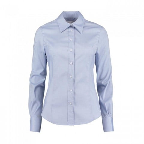 Light Blue - Damska taliowana bluzka Fit Corproate