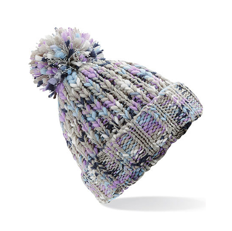 Lavender Twist - Wielokolorowa melanżowa czapka zimowa z pomponem