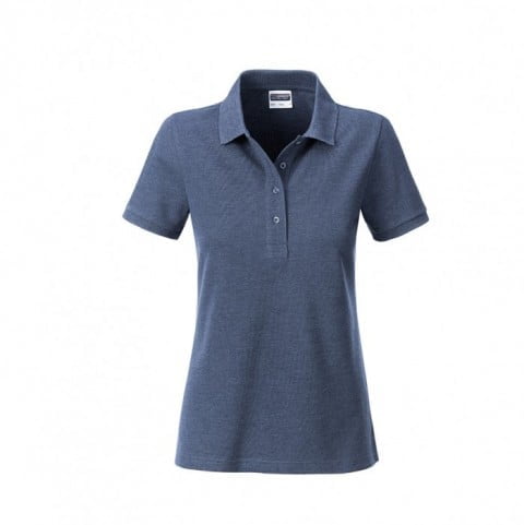 Light Denim Melange - Damska koszulka polo Basic