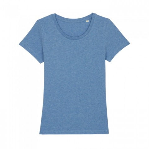 Niebieski melanżowy damski t-shirt organic z haftowanym logo firmy Stella Expresser RAVEN