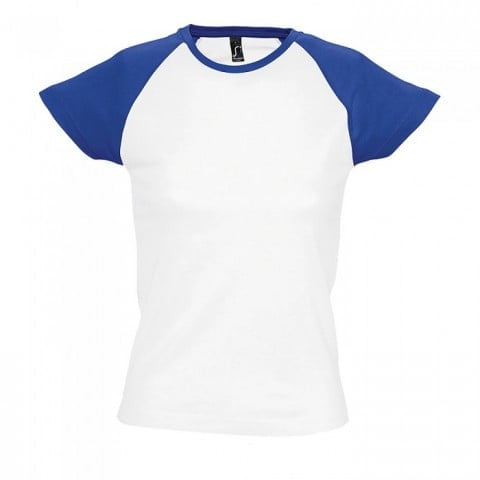 Biała koszulka z niebieskimi kontrastującymi wstawkami Raglan Milky Sol's 11195
