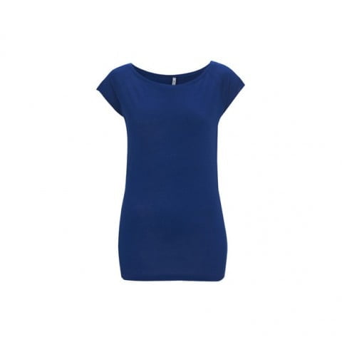 Niebieska damska organiczna koszulka z szerokim dekoltem - Continental Bamboo T-shirt N43
