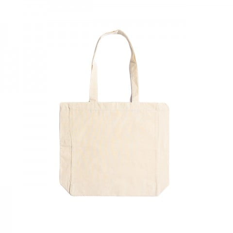 Natural - Cotton bag with sidefold, long handles