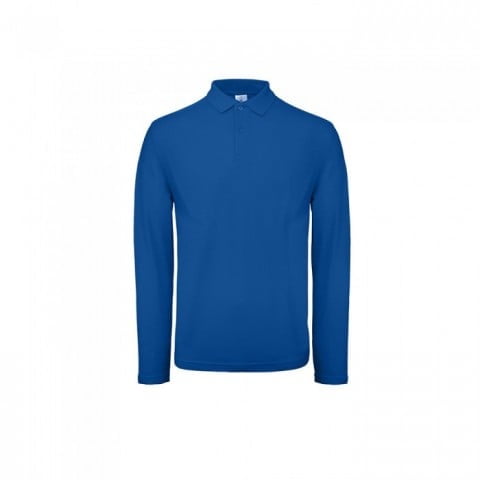 Royal Blue - Męska koszulka polo z długim rękawem ID.001