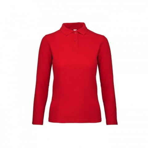 Red - Damska koszulka polo z długim rękawem ID.001